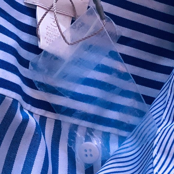 NEW Chico's No-Iron Womens Sz 3 (XL) Blouse Shirt Long Sleeve Blue/White Striped - Picture 9 of 10